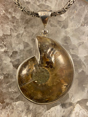 Ammonite Pendant with Turquoise Inlay Ammonite Pendant with Turquoise Inlay