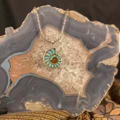 Ammonite Pendant with Turquoise Inlay Ammonite Pendant with Turquoise Inlay