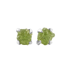 Rough Peridot Sterling Silver Post Earrings Rough Peridot Sterling Silver Post Earrings