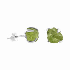 Rough Peridot Sterling Silver Post Earrings Rough Peridot Sterling Silver Post Earrings