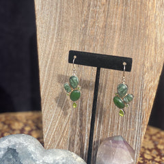 Chrysoprase, Seraphinite, and Peridot Earrings Chrysoprase, Seraphinite, and Peridot Earrings