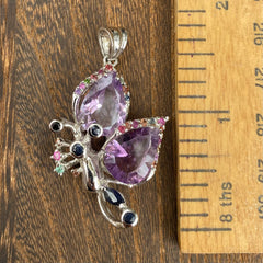 Amethyst Butterfly Pendant w/ Ruby, Sapphire & Emerald Accents Amethyst Butterfly Pendant w/ Ruby, Sapphire & Emerald Accents