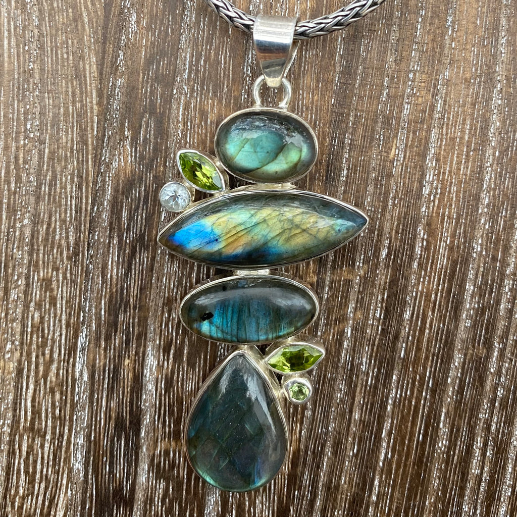 Labradorite Pendant w/ Peridot & Topaz Labradorite Pendant w/ Peridot & Topaz