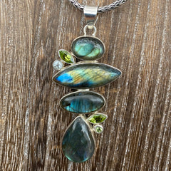 Labradorite Pendant w/ Peridot & Topaz Labradorite Pendant w/ Peridot & Topaz