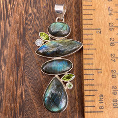 Labradorite Pendant w/ Peridot & Topaz Labradorite Pendant w/ Peridot & Topaz