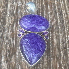 Charoite and Amethyst Pendant Charoite and Amethyst Pendant