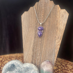Charoite and Amethyst Pendant Charoite and Amethyst Pendant