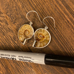 Madagascar Ammonite / Sterling Silver Dangle Earrings