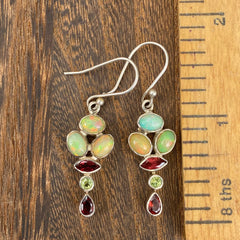 Opal Earrings w/ Garnet & Peridot