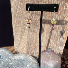 Opal Earrings w/ Garnet & Peridot