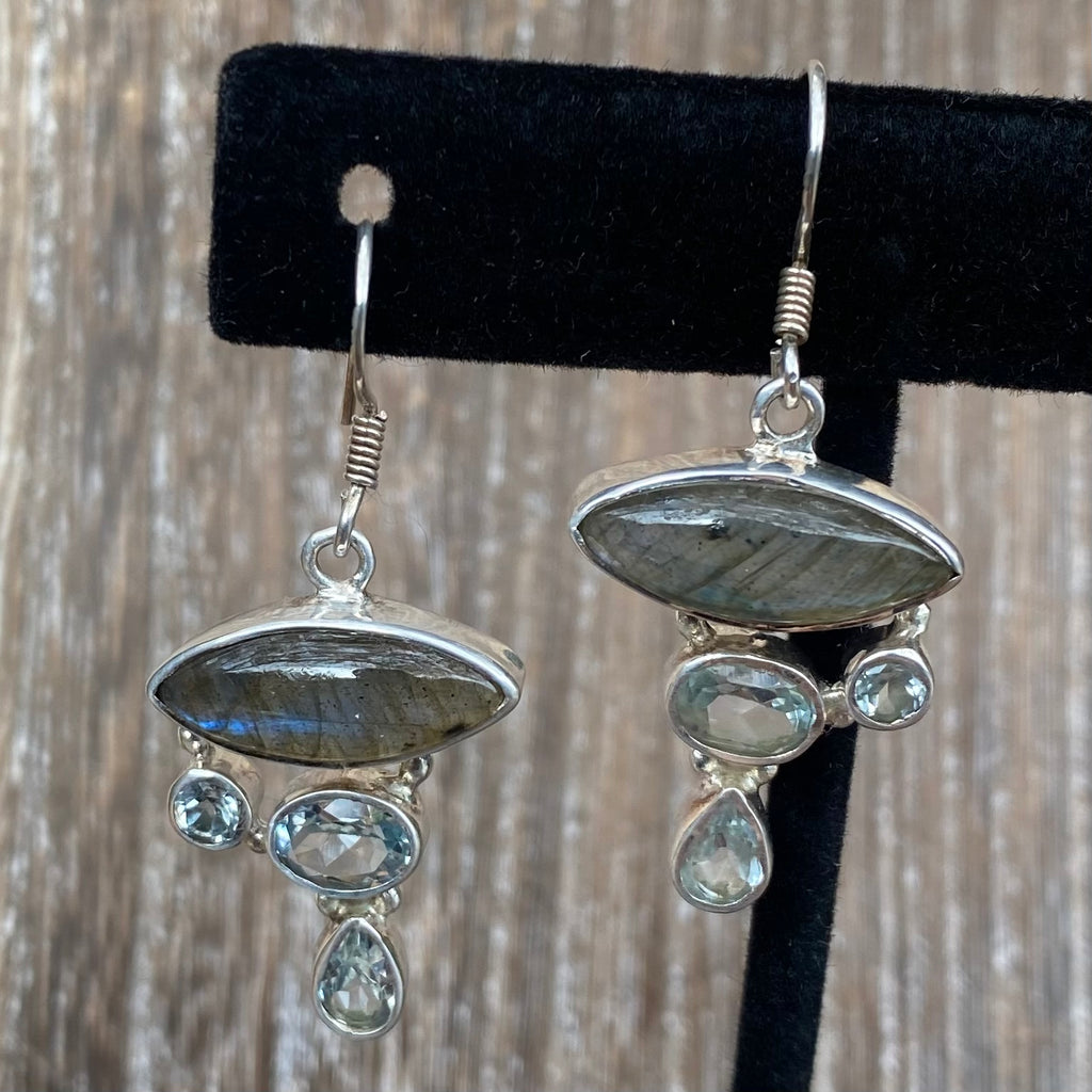 Labradorite & Blue Topaz Earrings